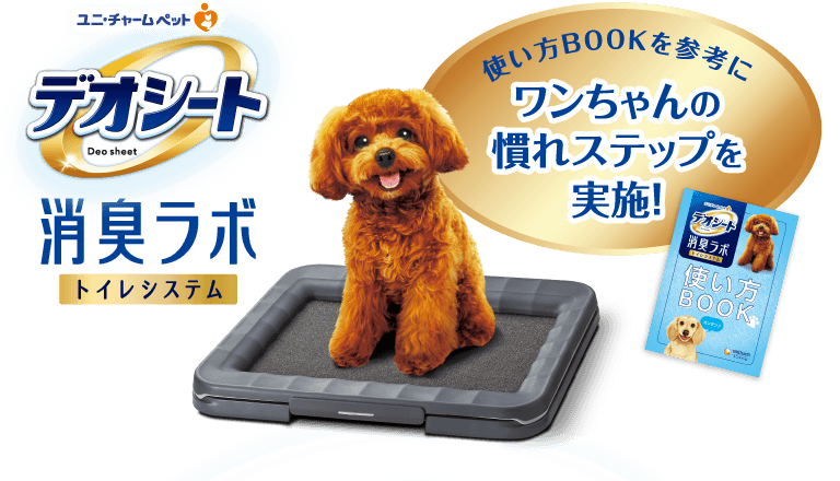 デオシート消臭ラボトイレシステム 使い方BOOKを参考にワンちゃんの慣れステップを実施！