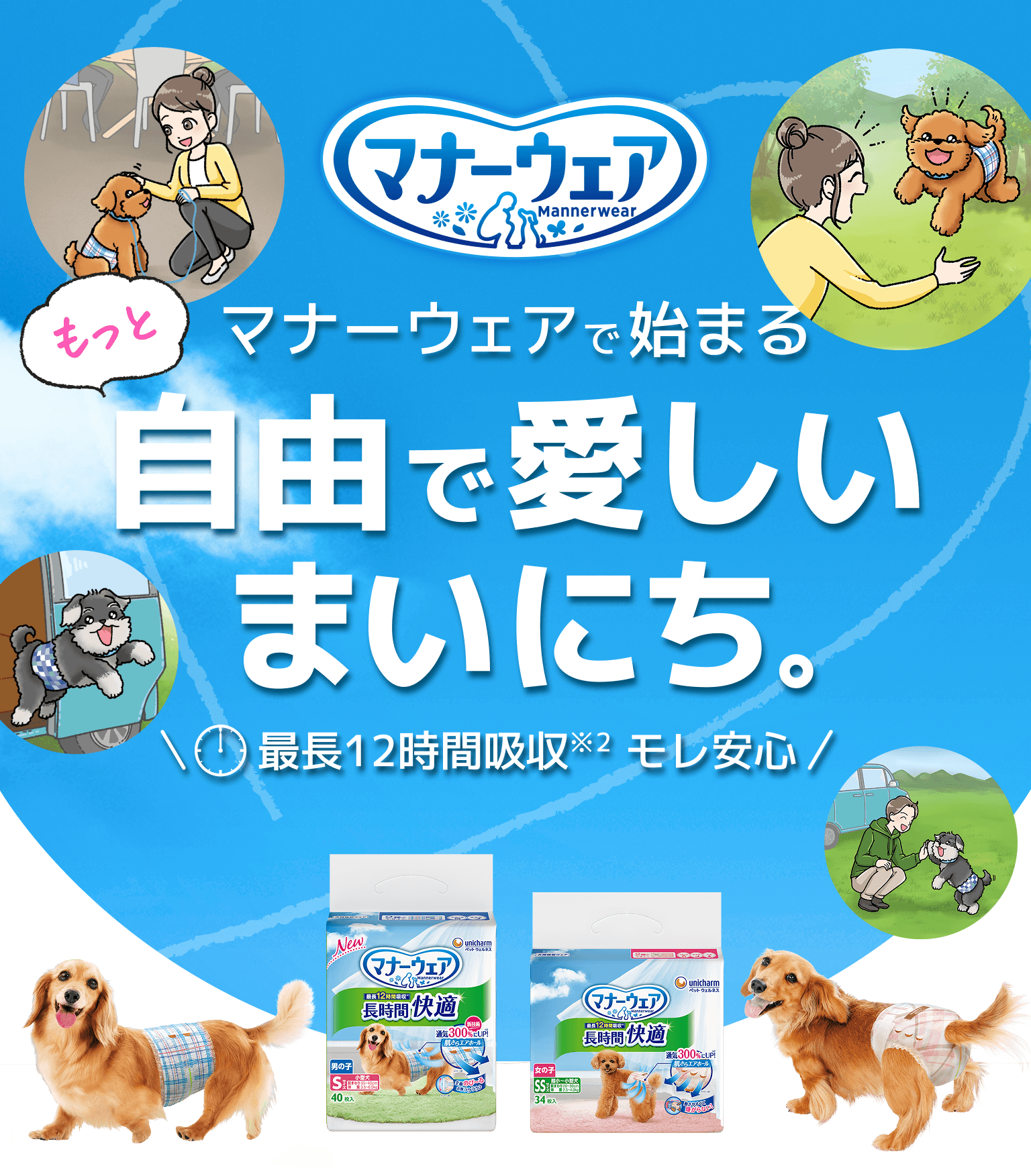 マナーウェアで始まるもっと自由で愛しいまいにち。最長12時間吸収※2モレ安心！