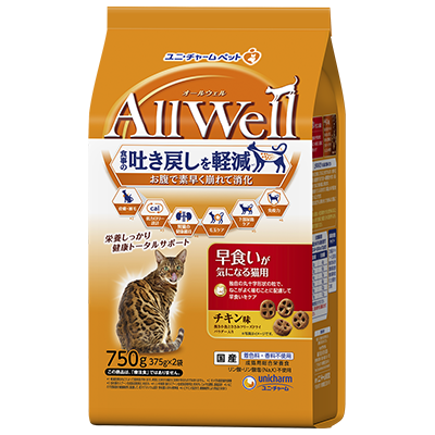 AllWell 早食いが気になる猫用 チキン味挽き小魚とささみフリーズ