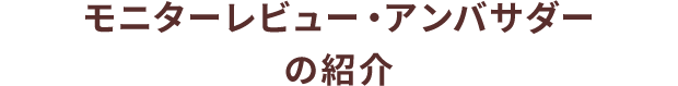 モニターレビュー・アンバサダーの紹介